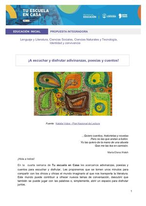 A Escuchar Y Disfrutar Adivinanzas Poesías Y Cuentos