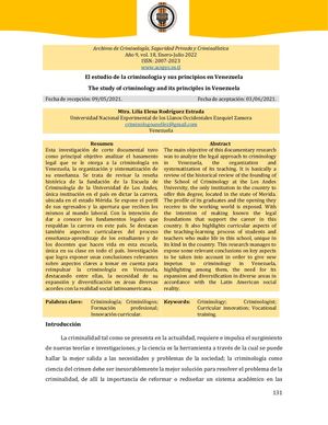 El estudio de la criminología y sus principios en Venezuela