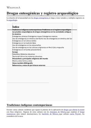 Drogas Enteogénicas Y Registro Arqueológico