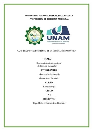 Practica 1 Reconocimiento De Equipos De Biologia Molecular