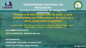 Procesos De Biorremediación De Suelo Agua Contaminadas Por Hidrocarburos De Petróleo P