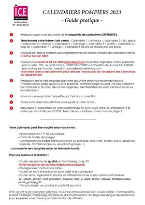 Guide Calendrier Pompier 2023