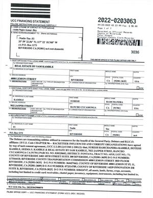 SURESH KAMBLE COMMERCIAL DISHONOR UCC FILE# 20220203063