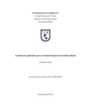 Cuaderno de aplicación para la resolución del proceso de duelo