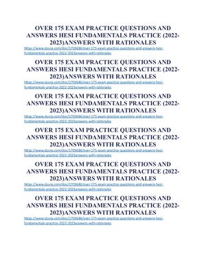 Over 175 Exam Practice Questions And Answers Hesi Fundamentals Practice