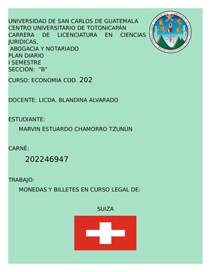 Billetes Y Monedas En Suiza Documento