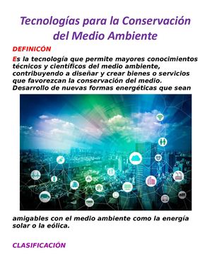 Tecnologías Para La Conservación Del Medio Ambiente