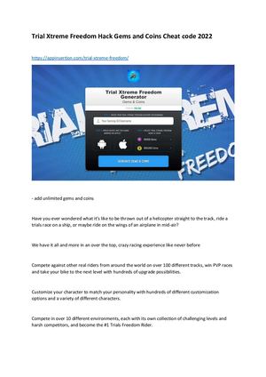 Trial Xtreme Freedom Hack Gems And Coins Cheat Code 2022