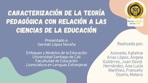 Caracterización De La Teoría Pedagógica Con Relación A Las Ciencias De La Educación
