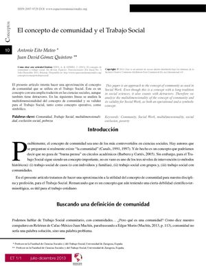 Concepto De Comunidad Y El Trabajo Social