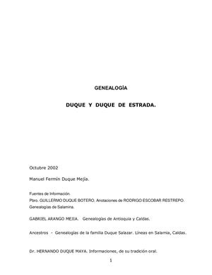 Genealogía - Duque y Duque de Estrada