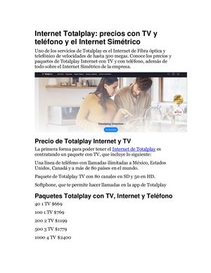 Internet Totalplay Precios Con TV Y Teléfono Y El Internet Simétrico