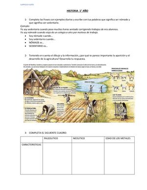 Prehistoria Actividades 1° Año