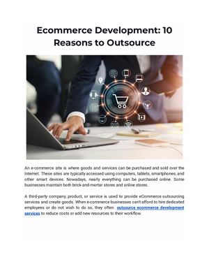 Ecommerce Development 10 Reasons To Outsource