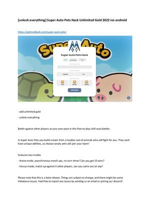 [Unlock Everything] Super Auto Pets Hack Unlimited Gold 2022 Ios Android