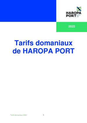 Tarifs domaniaux de HAROPA PORT