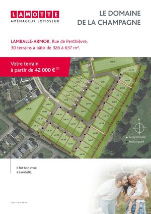 Le domaine de la Champagne à Lamballe-Armor (22) - Terrains - Lamotte