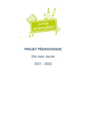 Projet Pedagogique Juvisy Jean Jaurès