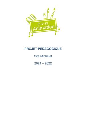Projet Pedagogique Juvisy Michelet