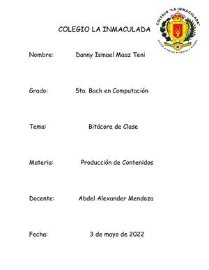 Bitacora Produccion Segunda Unidad