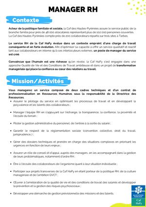 Offre Recrutement Manager Rh