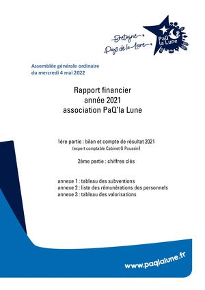 PaQ'la Lune Bilan Financier 2021