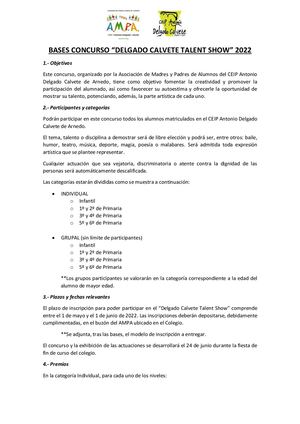 2 Bases Concurso Delgado Calvete Talent Show
