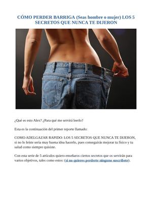 Cómo Perder Barriga (Seas Hombre O Mujer) Los 5 Secretos Que Nunca Te Dijeron
