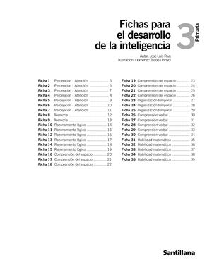 3º FICHAS PARA EL DESARROLLO DE LA INTELIGENCIA