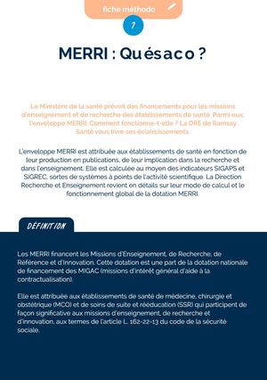 Fiche méthodologique #1 – Les dotations MERRI