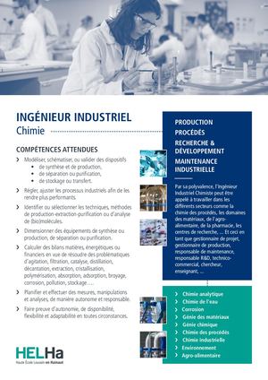 Master en Ingénieur industriel · Chimie –  Sciences et Technologies HELHa