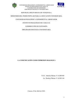 La Comunicacion Dialogica