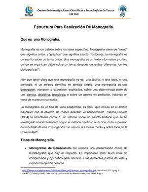 Estructura Para Realización De Monografía