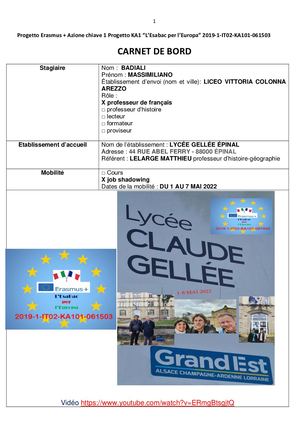 Erasmus Esabac per l'Europa Liceo Vittoria Colonna presso Lycée Claude Gellée Epinal
