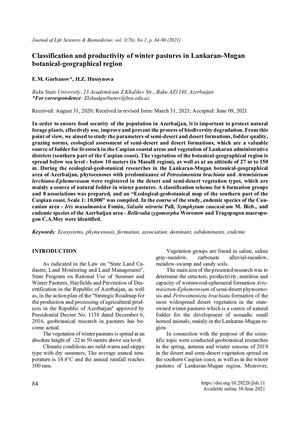 E M Gurbanov, H Z Huseynova Journal Of Life Sciences And Biomedicine 2710 4915