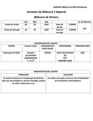 Bitácora De Drivers