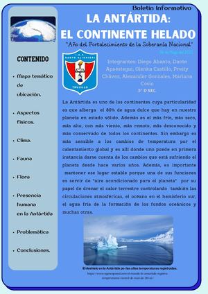 Boletín informativo. LA ANTÁRTIDA: EL CONTINENTE HELADO