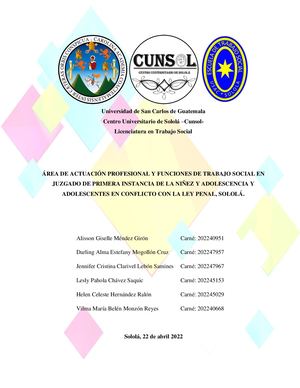 Grupo 1 Juzgado De Primera Instancia De La Niñez Y Adolescencia Y Adolescentes En Conflicto Con La Ley Penal Sololá