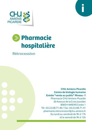 Pharmacie hospitalière - Rétrocession