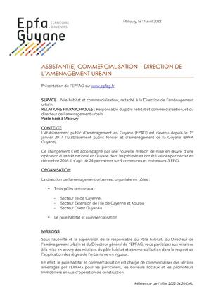 2022 04 28 Fiche De Poste Assistante Commerciale Dau