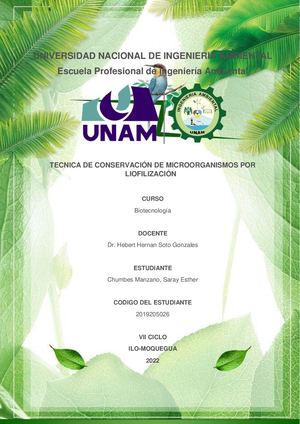 Tecnica De Conservación De Microorganismos Por Liofilización