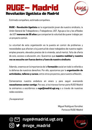 Carta Afiliación Joven Ugt Ruge M