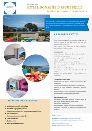 Fiche Présentation Hôtel Domaine D'aiguebelle