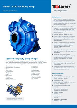 Warman 12x10 GAH Slurry Pump Technical Data Sheet