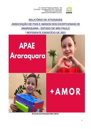 Relatório De Atividades Apae 2021