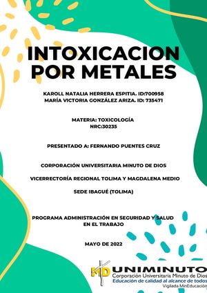 Cartilla Intoxicacion Por Metales Y Desastres