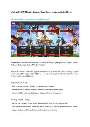 [Daily Gift 2022] Monster Legends Hack Cheats Engine Unlimited Gems