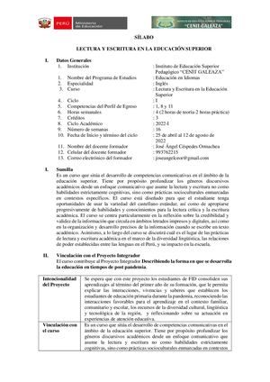 Silabo I Semestre 2022 I A B