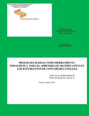 PROGRAMA RADIAL COMO HERRAMIENTA PEDAGÓGICA PARA EL APRENDIZAJE SIGNIFICATIVO EN LOS ESTUDIANTES DE CONTADURÍA UNELLEZ