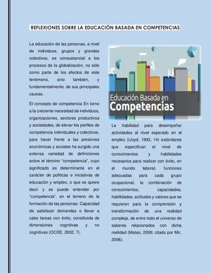 Reflexiones Sobre La Educación Basada En Competencias